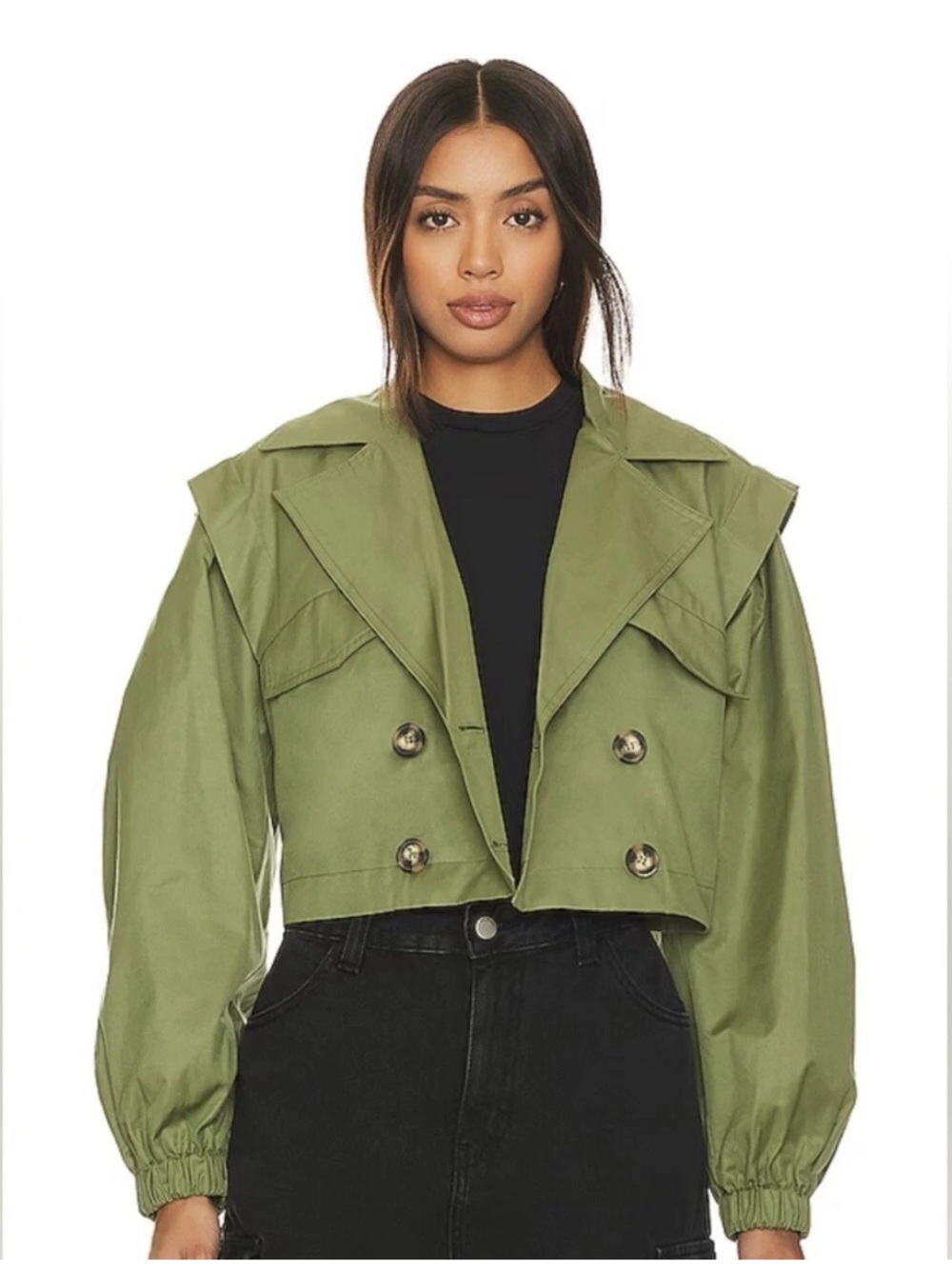 NWOT Free People Women’s Looking Glass Trench Coat in Loden Green Small Utility